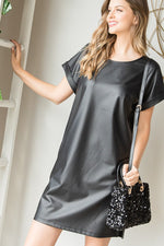 Black Faux Leather Dress