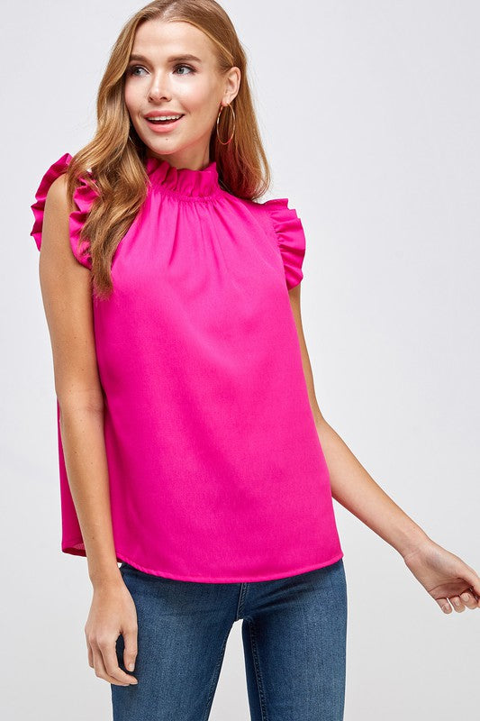 Elise Ruffled Neck Top