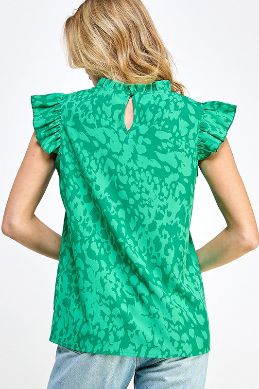 Green Cheetah Print Top