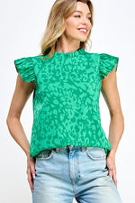 Green Cheetah Print Top