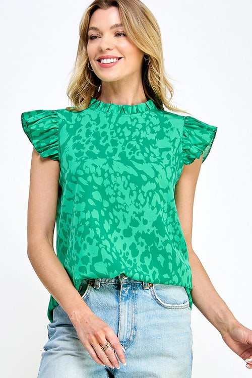 Green Cheetah Print Top