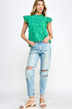 Green Cheetah Print Top