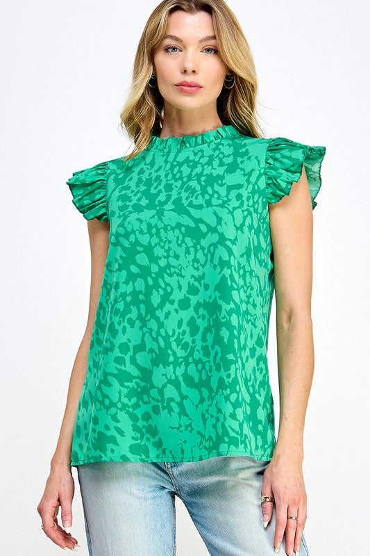 Green Cheetah Print Top