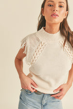 Cable Knit Fringe Sweater