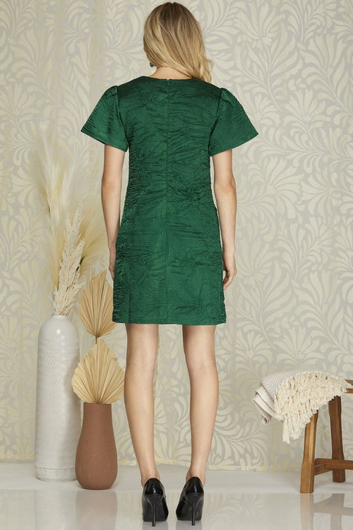 Green Textured Satin Dress