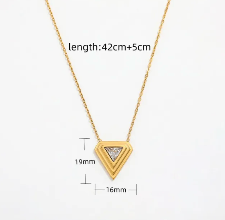 Bevel Set CZ Necklace Waterproof & Tarnish Free