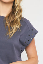 Gold Studded Cap Top Shirt