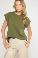 Gold Studded Cap Top Shirt